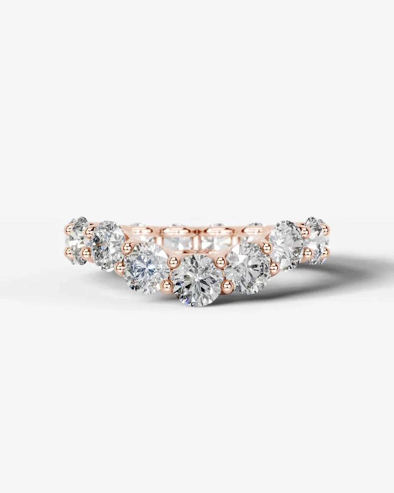 Lab Grown Diamond Round Cut Curved Shared Prong Eternity Wedding Band Ring