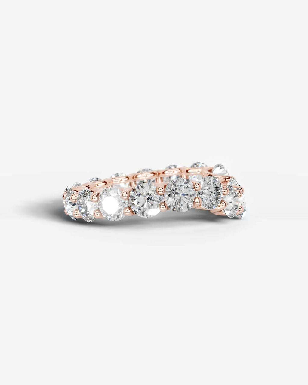 Lab Grown Diamond Graduated Round Cut Curved Band Ring