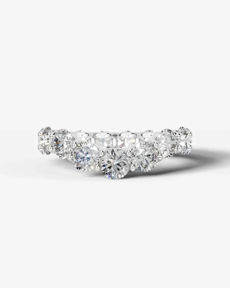 Lab Grown Diamond Round Cut Curved Shared Prong Eternity Wedding Band Ring