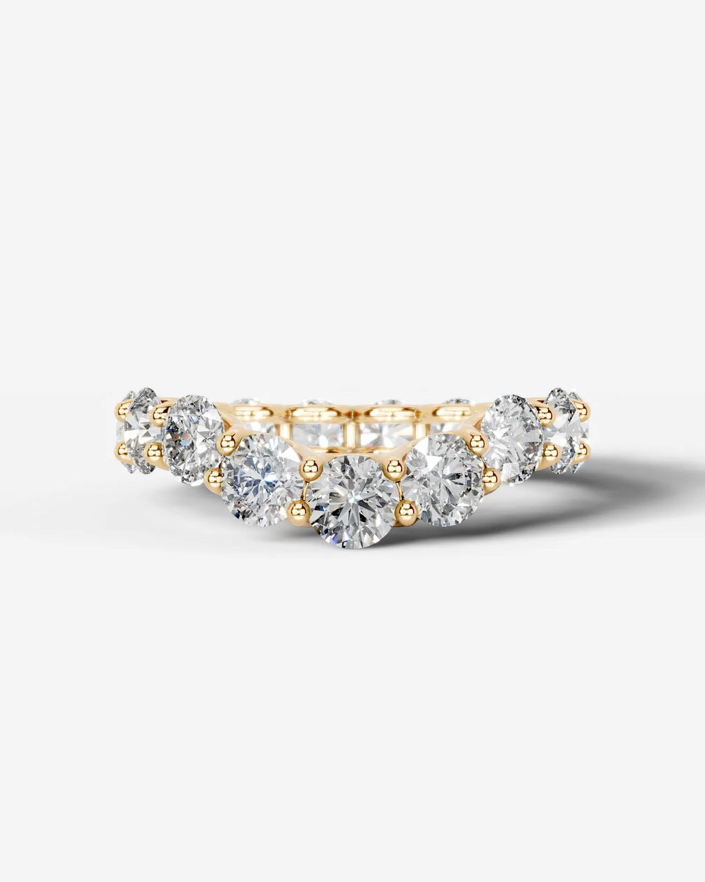 Lab Grown Diamond Graduated Round Cut Curved Band Ring
