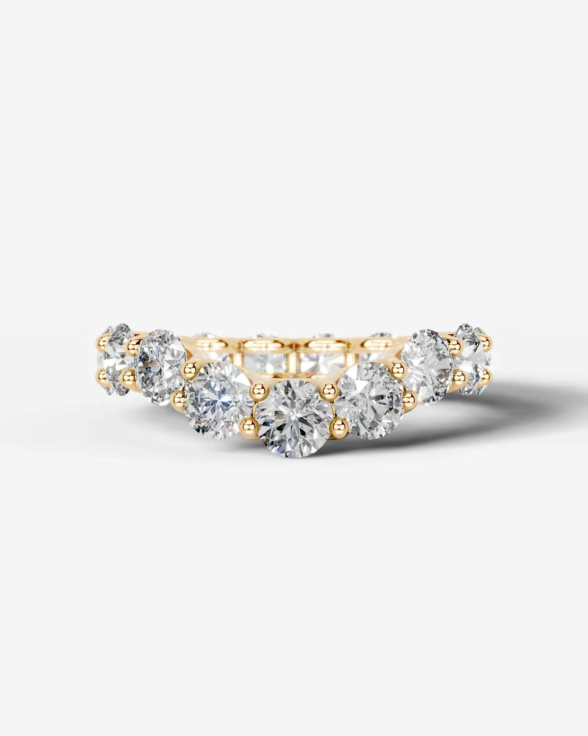 Lab Grown Diamond Graduated Round Cut Curved Band Ring
