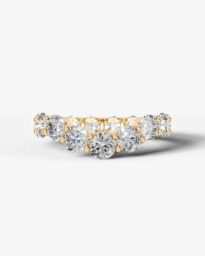 Lab Grown Diamond Round Cut Curved Shared Prong Eternity Wedding Band Ring