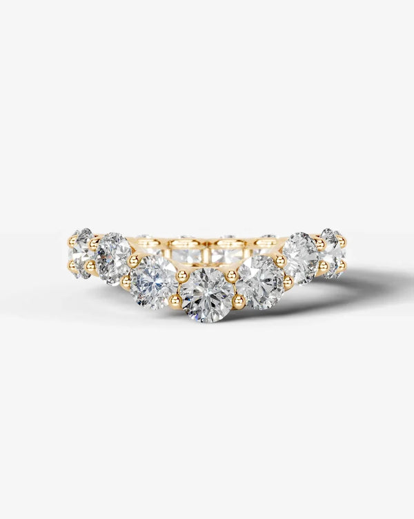 Lab Grown Diamond Round Cut Curved Shared Prong Eternity Wedding Band Ring
