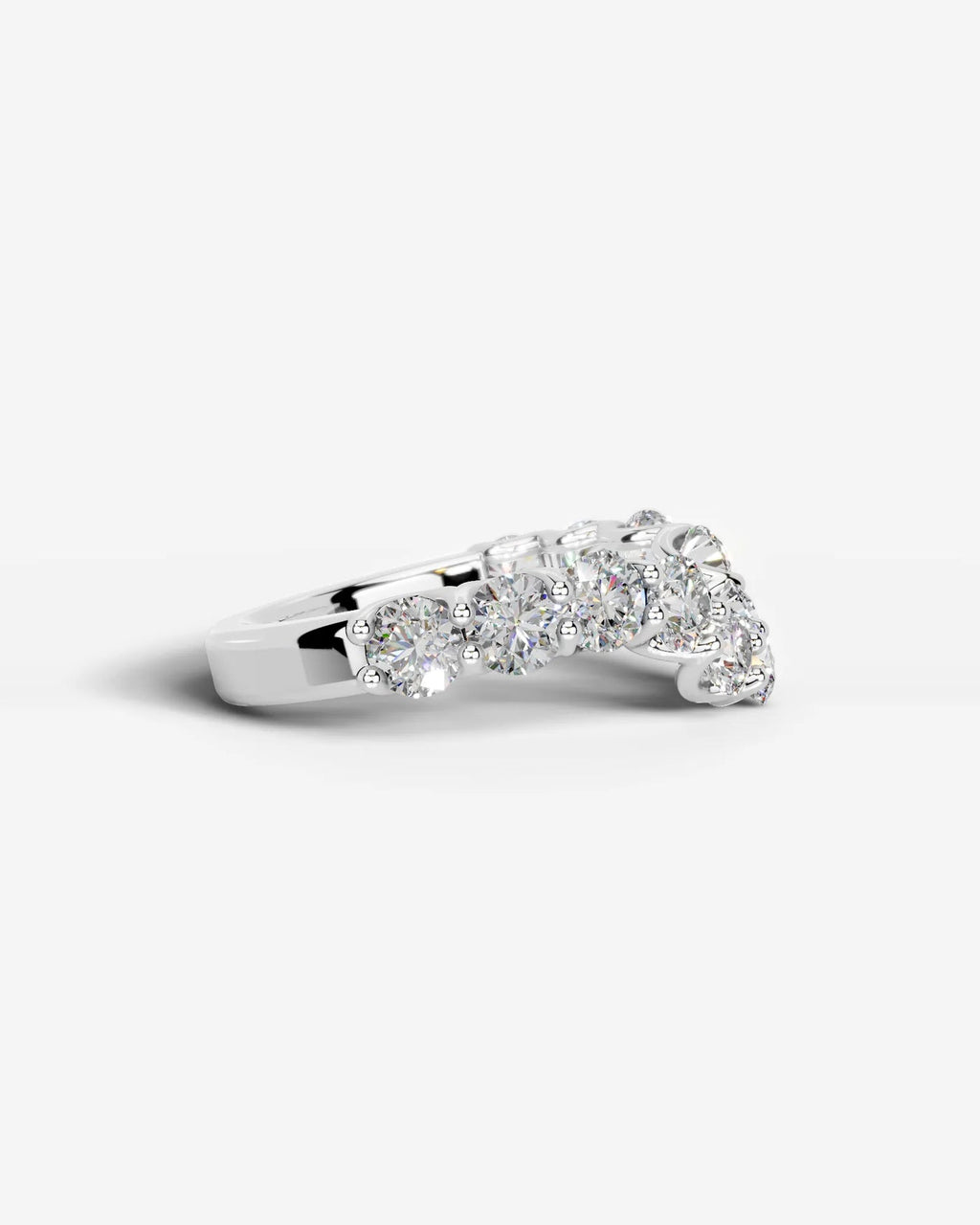 Lab Grown Diamond Curved Graduated Cluster Band Ring