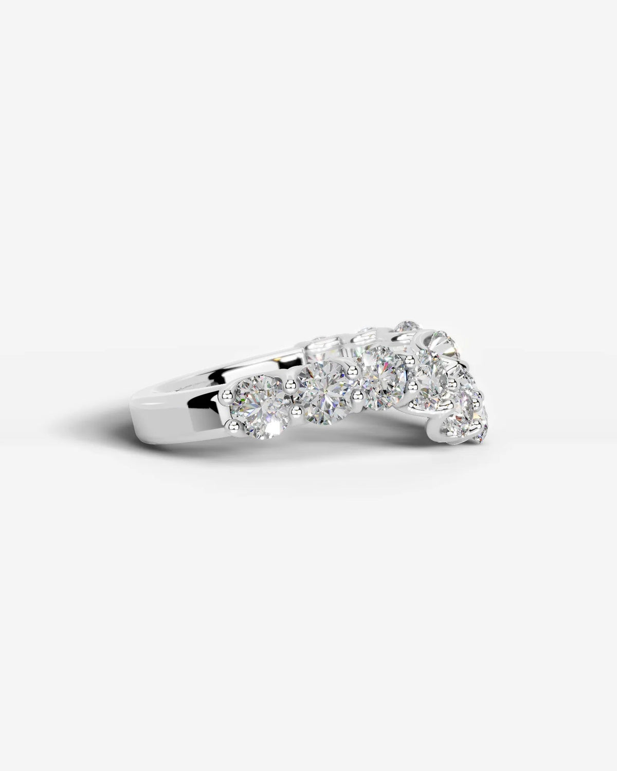 Lab Grown Diamond Curved Graduated Cluster Band Ring