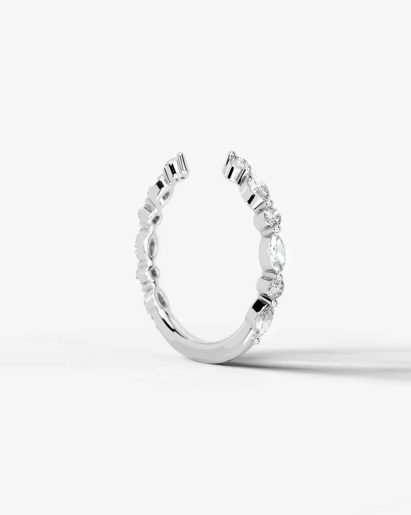 Lab Grown Diamond Marquise and Round Alternating Pavé Wedding Band Ring