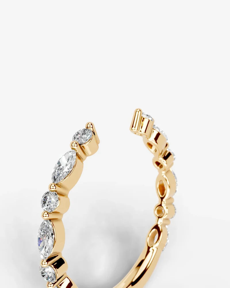 Lab Grown Diamond Marquise and Round Alternating Pavé Wedding Band Ring