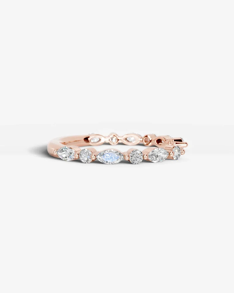 Lab Grown Diamond Marquise and Round Alternating Pavé Wedding Band Ring