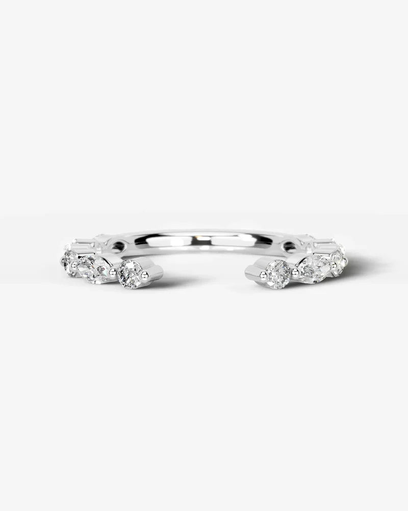 Lab Grown Diamond Marquise and Round Alternating Pavé Wedding Band Ring
