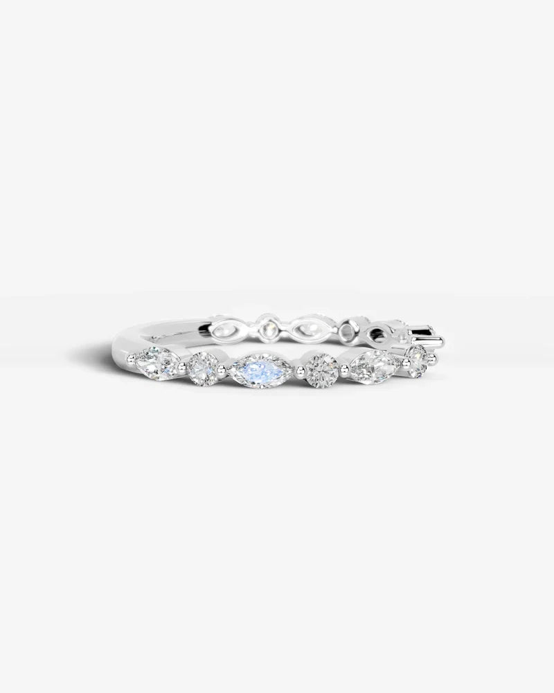Lab Grown Diamond Marquise and Round Alternating Pavé Wedding Band Ring