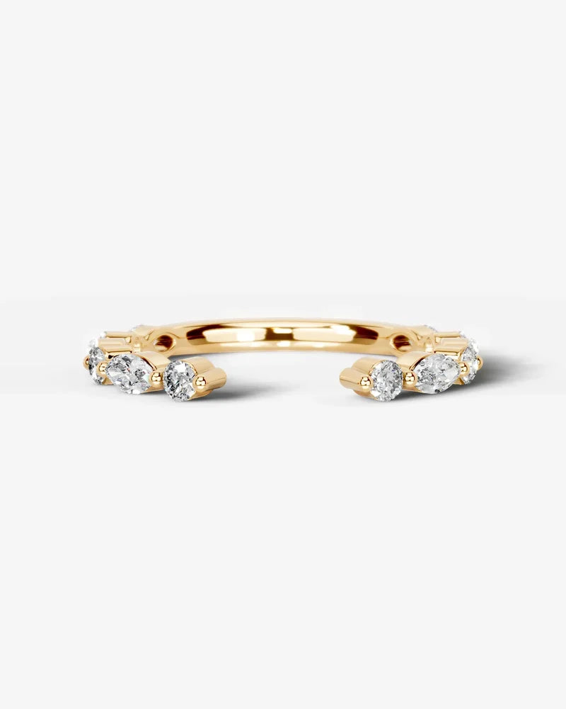 Lab Grown Diamond Marquise and Round Alternating Pavé Wedding Band Ring