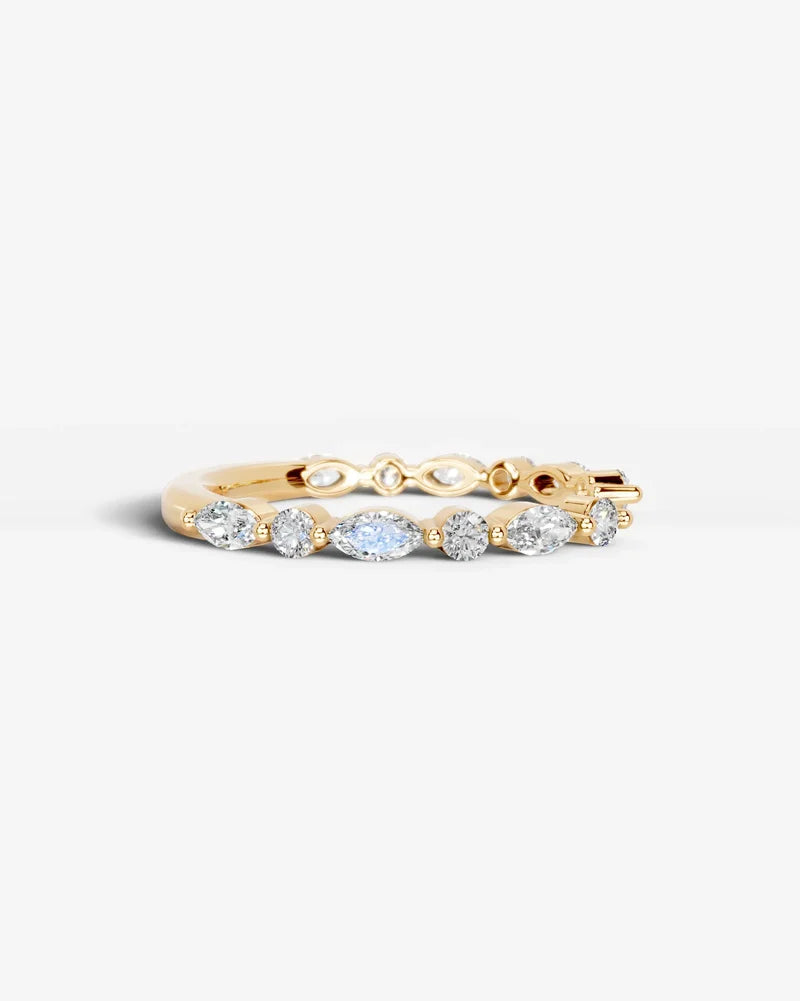 Lab Grown Diamond Marquise and Round Alternating Pavé Wedding Band Ring
