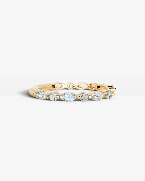 Lab Grown Diamond Marquise and Round Alternating Pavé Wedding Band Ring