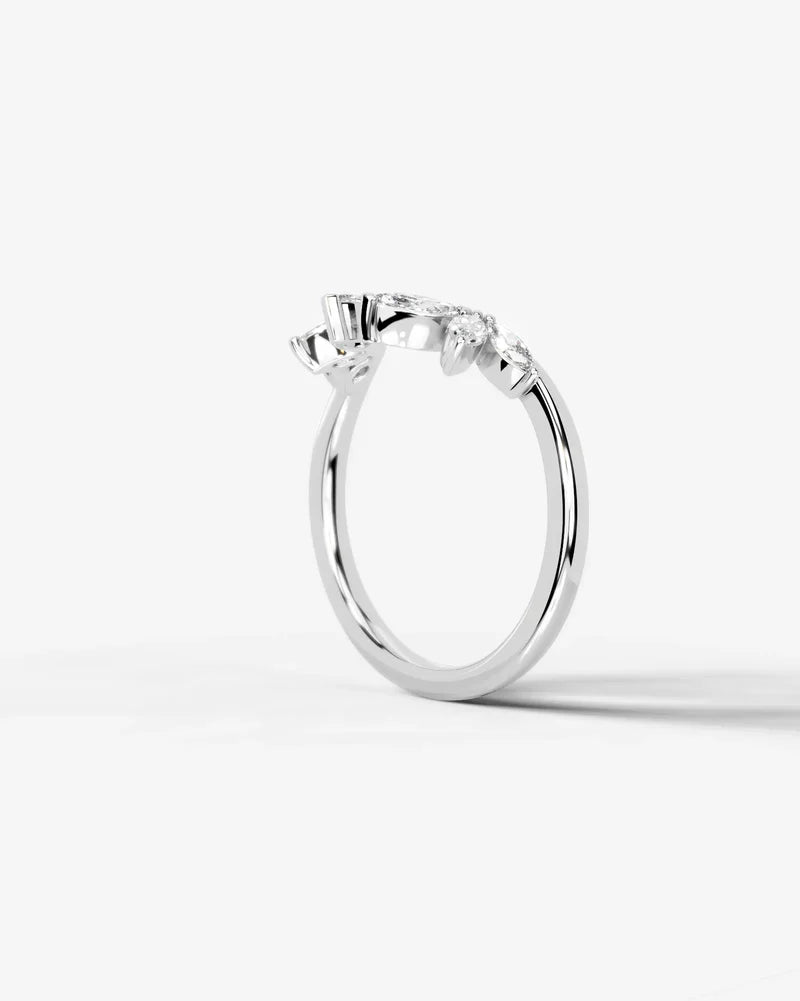 Lab Grown Diamond Marquise Cut Open Curved Pavé Enhancer Wedding Band Ring