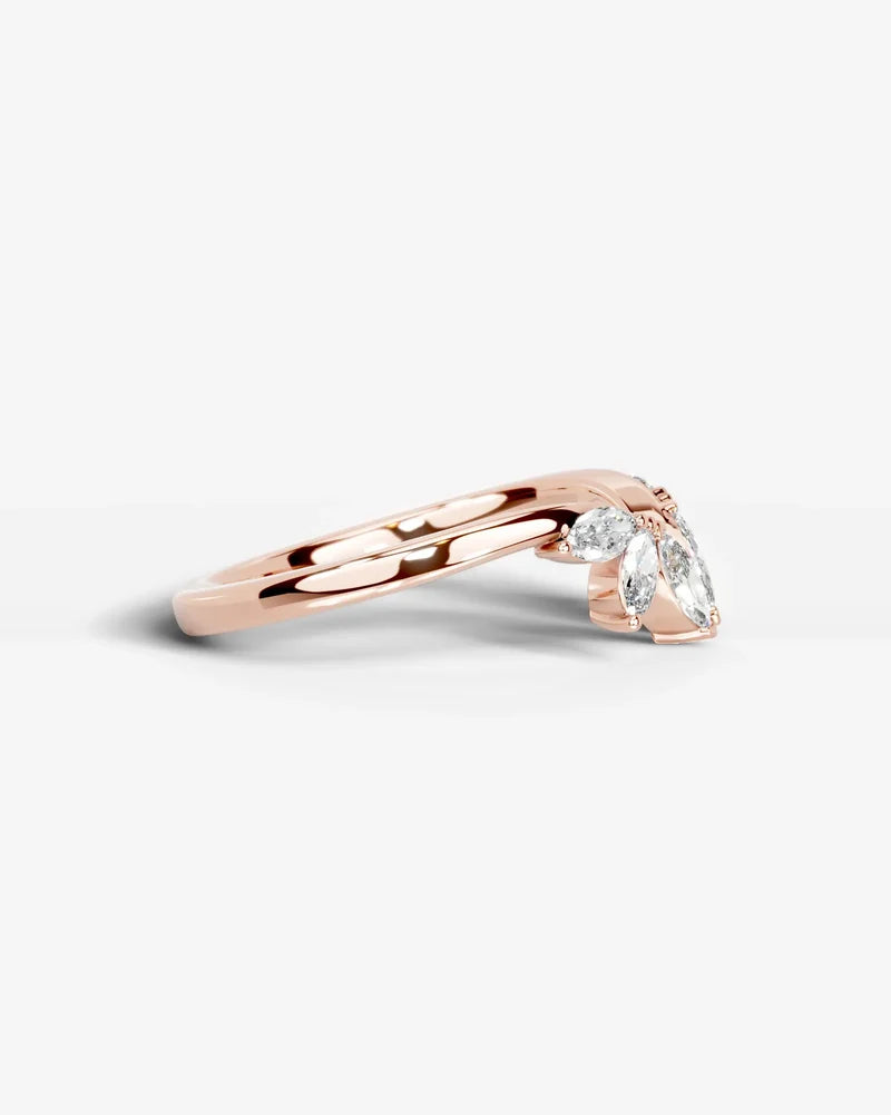 Lab Grown Diamond Marquise Cut Open Curved Pavé Enhancer Wedding Band Ring