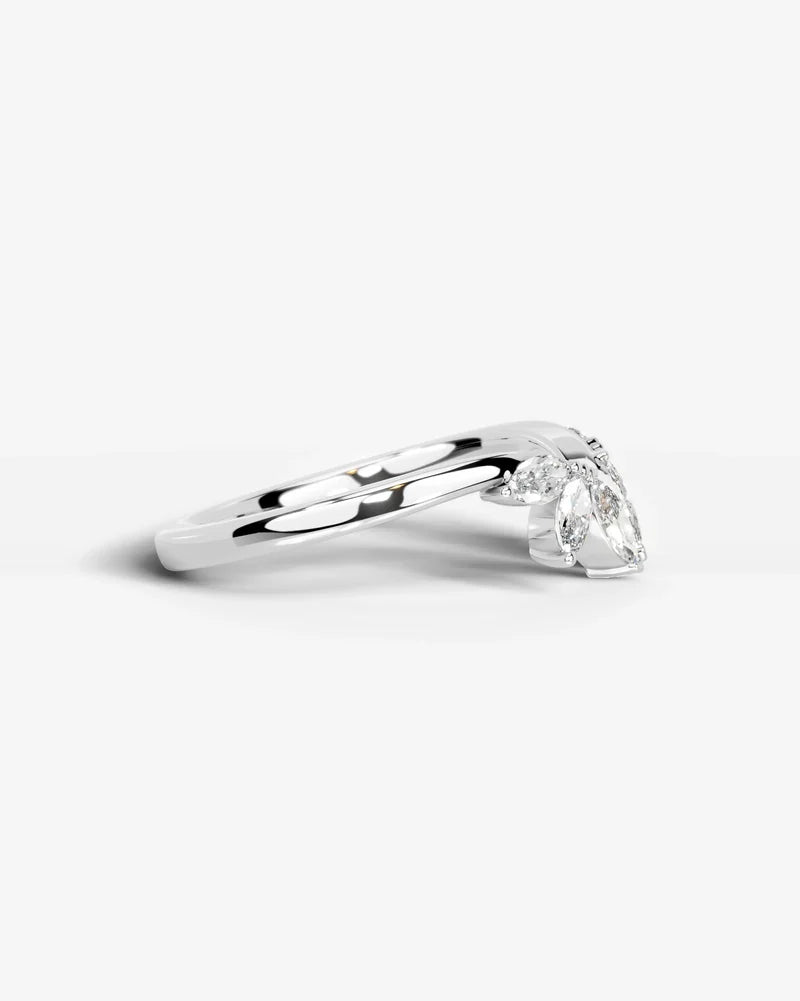 Lab Grown Diamond Marquise Cut Open Curved Pavé Enhancer Wedding Band Ring