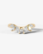 Lab Grown Diamond Marquise Cut Open Curved Pavé Enhancer Wedding Band Ring