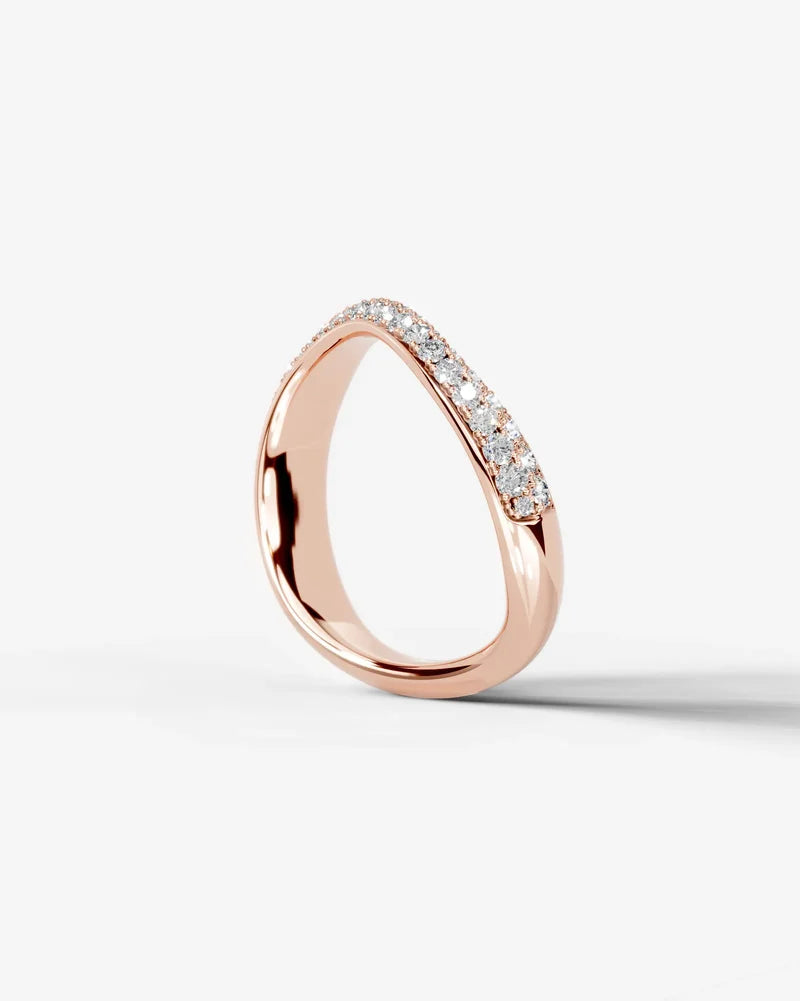 Lab Grown Diamond Curved Multi Row Pavé Wedding Band Ring