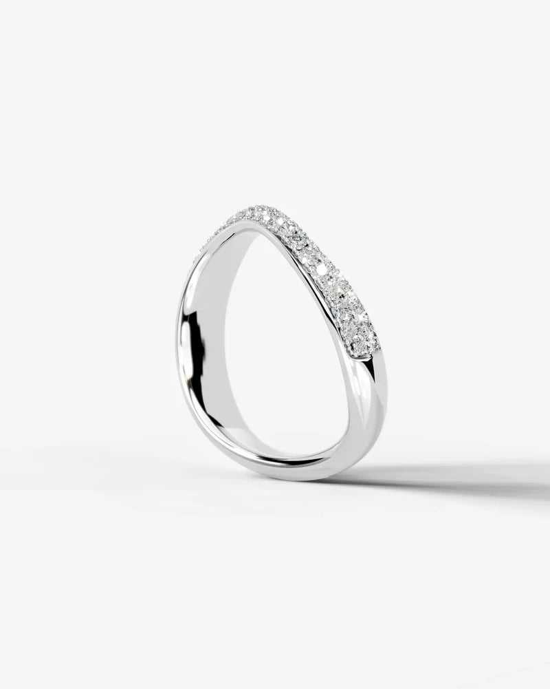 Lab Grown Diamond Curved Multi Row Pavé Wedding Band Ring