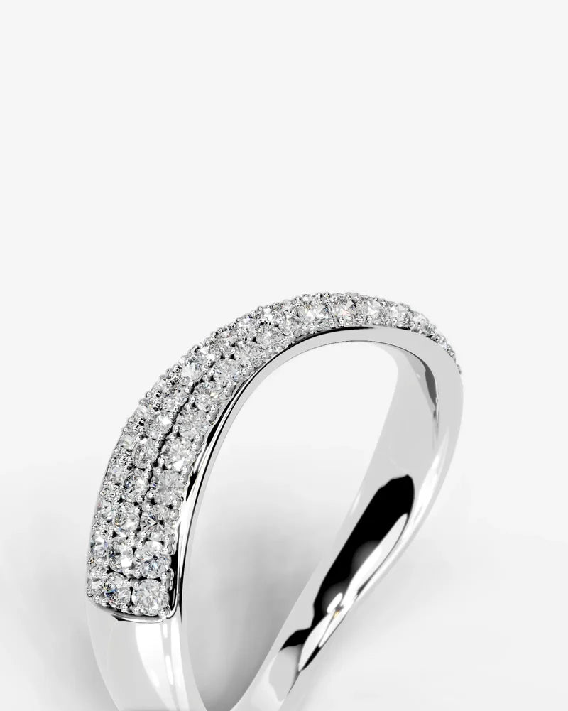 Lab Grown Diamond Curved Multi Row Pavé Wedding Band Ring