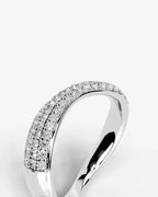 Lab Grown Diamond Curved Multi Row Pavé Wedding Band Ring