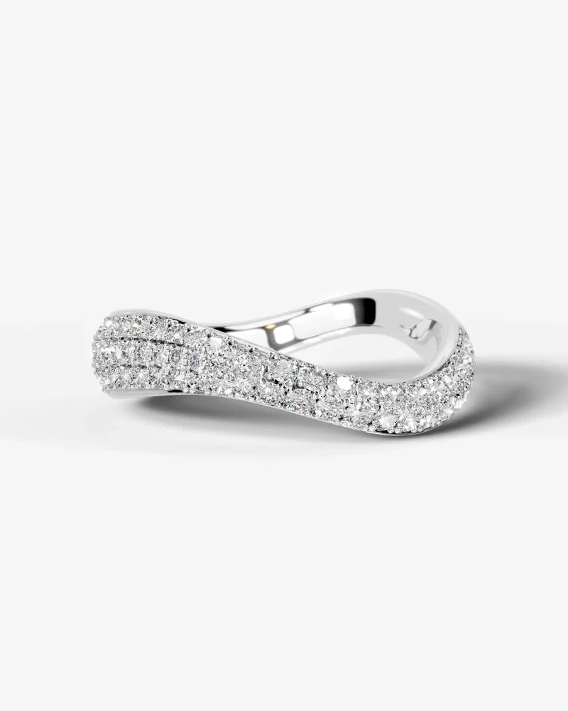 Lab Grown Diamond Curved Multi Row Pavé Wedding Band Ring