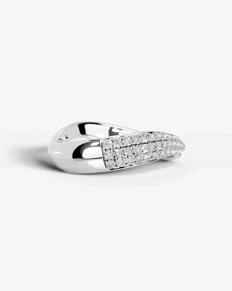 Lab Grown Diamond Curved Multi Row Pavé Wedding Band Ring