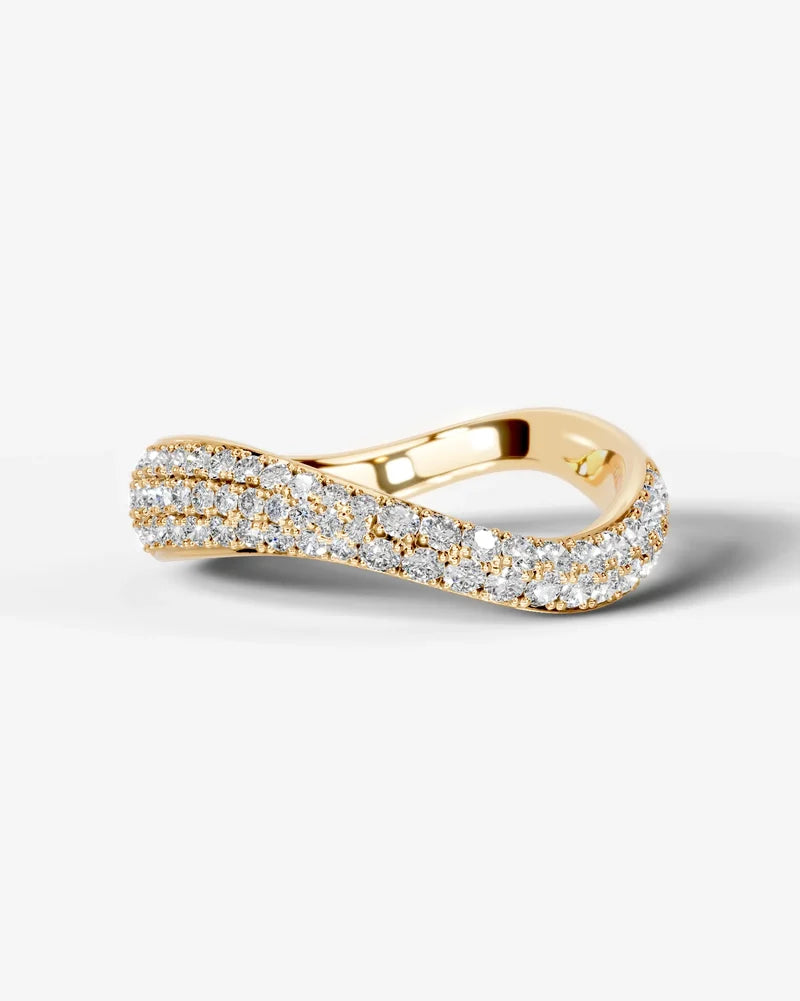 Lab Grown Diamond Curved Multi Row Pavé Wedding Band Ring