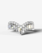 Lab Grown Diamond Baguette & Round Cut V-Shaped Curved Contour Band Ring