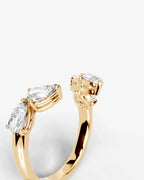 Lab Grown Diamond Pear Cut Open Curved Pavé Enhancer Wedding Band Ring