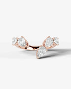 Lab Grown Diamond Pear Cut Open Curved Pavé Enhancer Wedding Band Ring