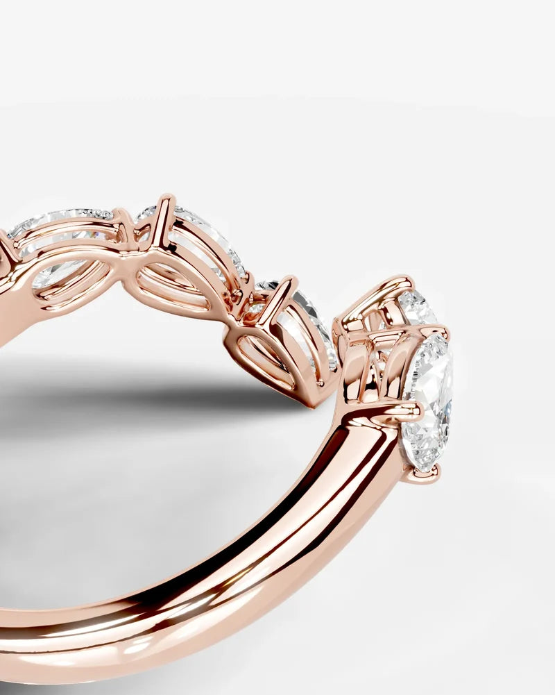 Lab Grown Diamond Pear Cut Open Curved Pavé Enhancer Wedding Band Ring