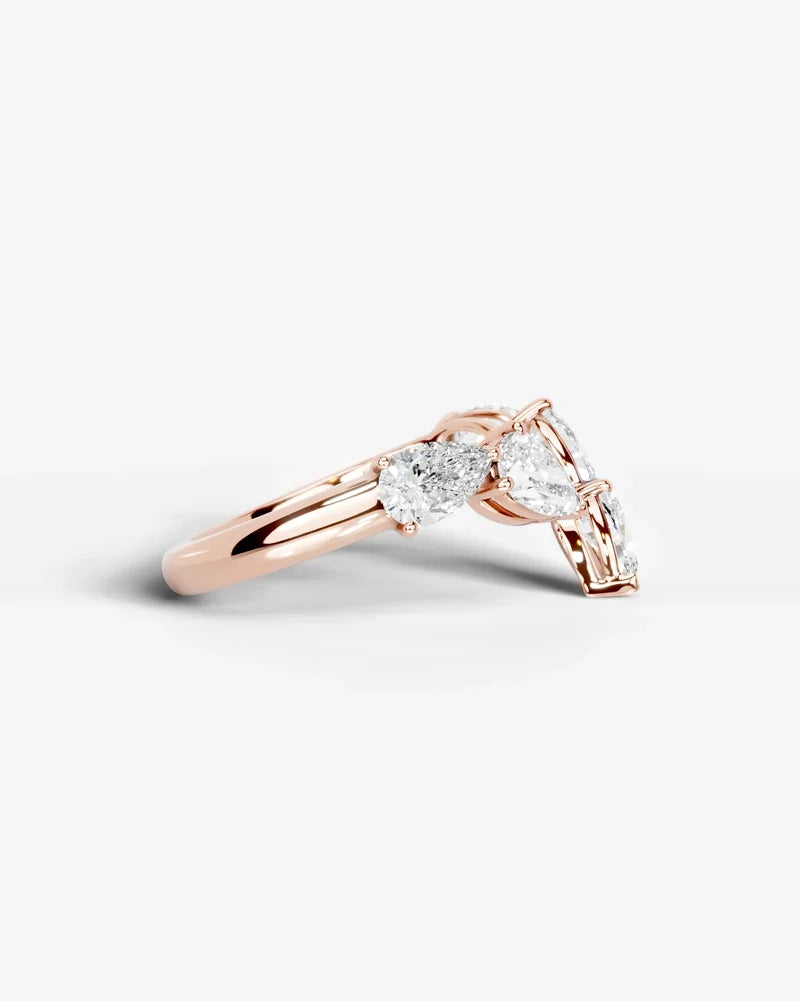 Lab Grown Diamond Pear Cut Open Curved Pavé Enhancer Wedding Band Ring