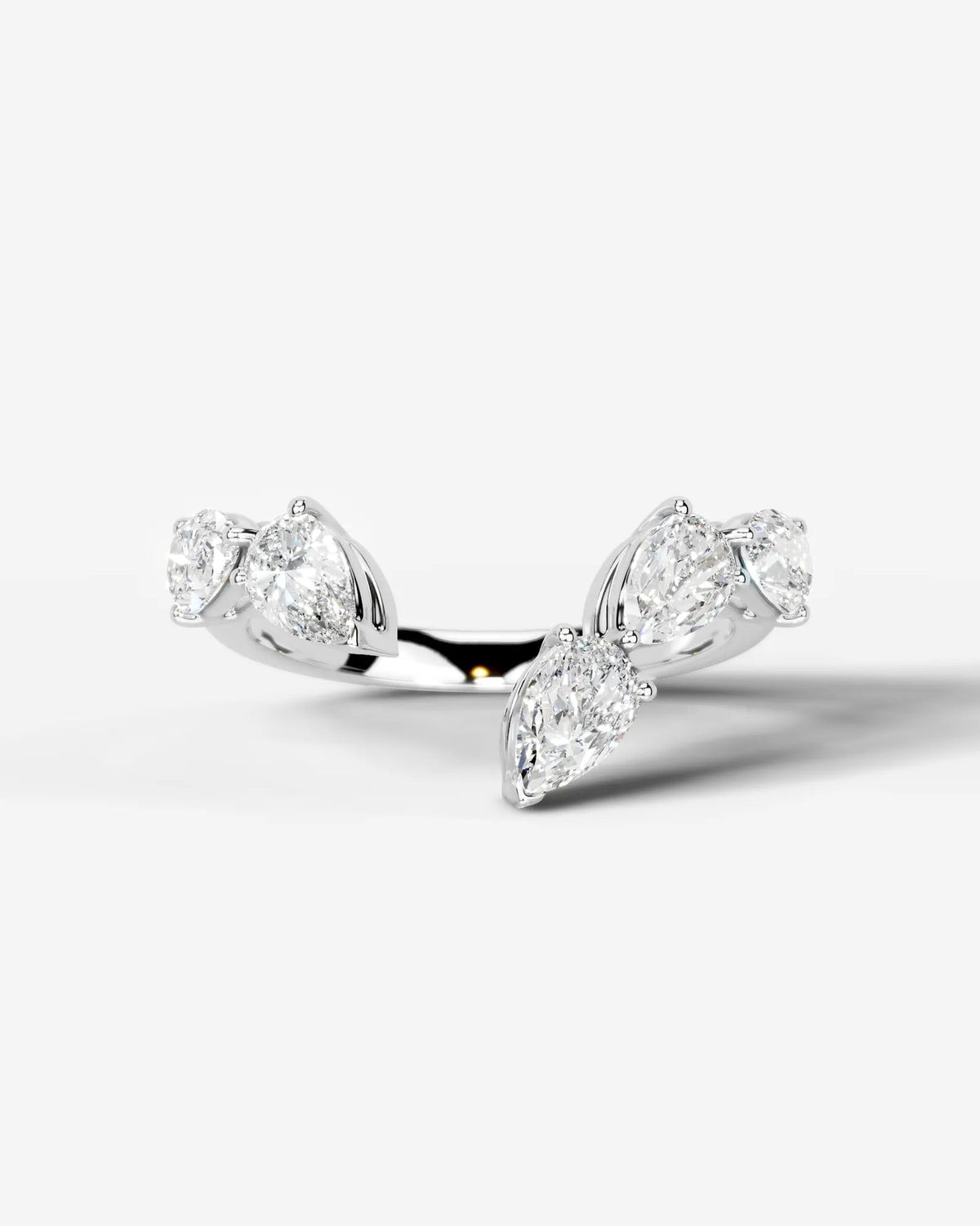 Lab Grown Diamond Marquise & Pear Shape Curved Cluster Ring