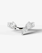 Lab Grown Diamond Pear Cut Open Curved Pavé Enhancer Wedding Band Ring