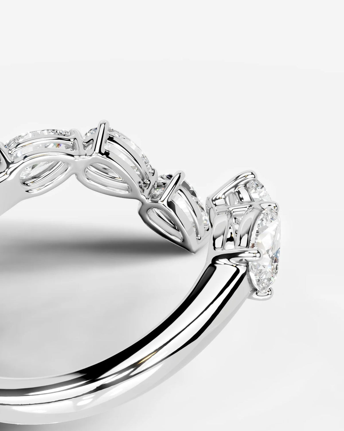 Lab Grown Diamond Marquise & Pear Shape Curved Cluster Ring