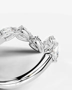 Lab Grown Diamond Pear Cut Open Curved Pavé Enhancer Wedding Band Ring