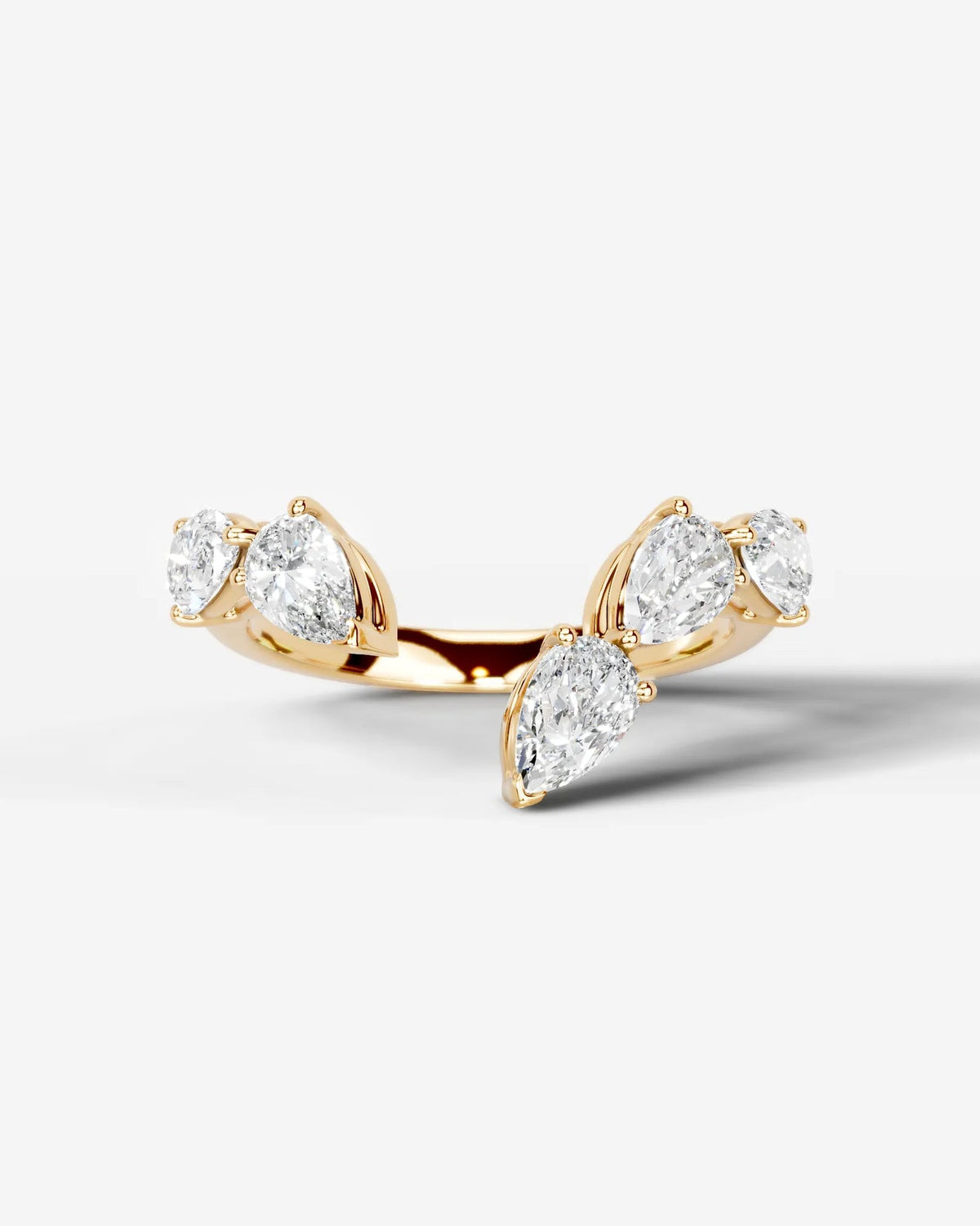 Lab Grown Diamond Marquise & Pear Shape Curved Cluster Ring