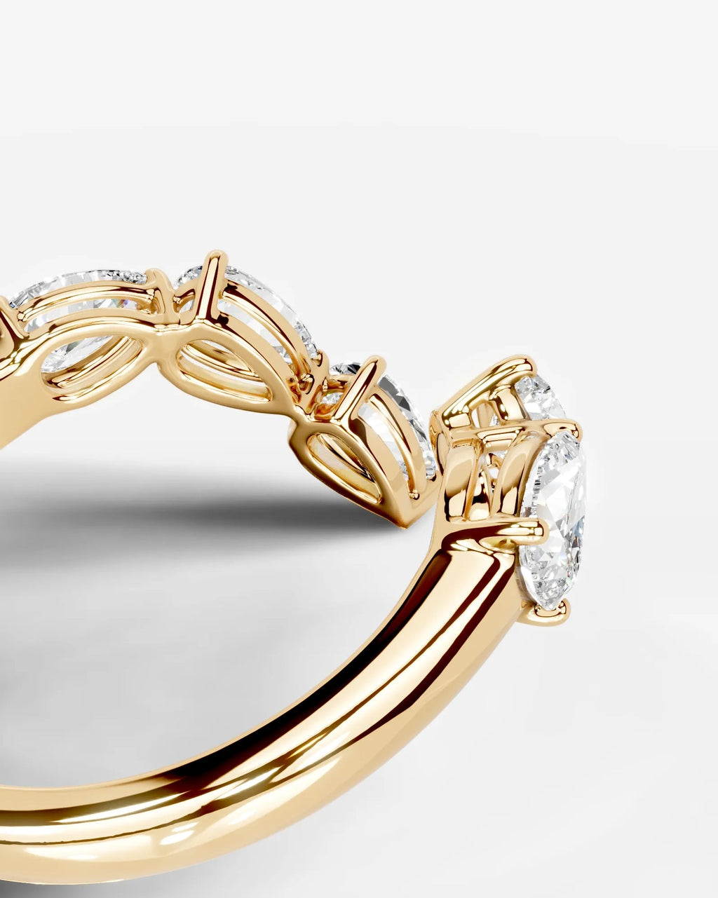 Lab Grown Diamond Marquise & Pear Shape Curved Cluster Ring