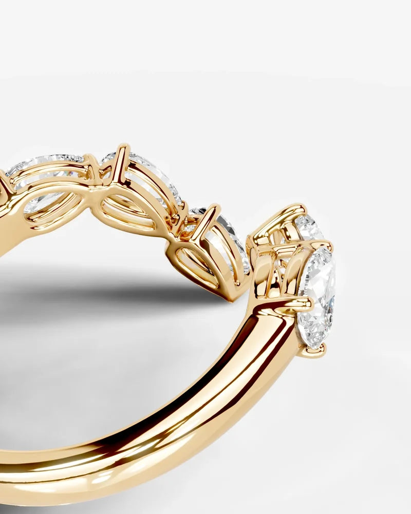 Lab Grown Diamond Pear Cut Open Curved Pavé Enhancer Wedding Band Ring