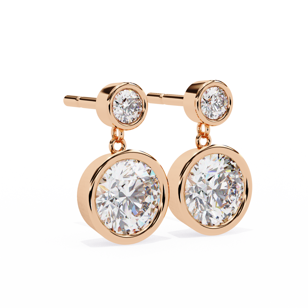 Diamond Drop Earrings – Lab Grown Round Brilliant Cut, 1.66 Carat Studded Design– Lustraa’s Diamond Earrings