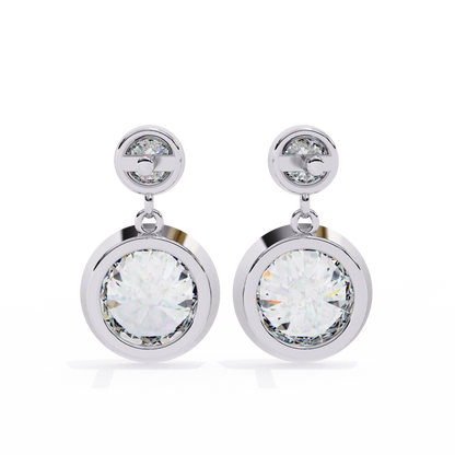 1.66 Carat Lab Grown Diamond Earrings – Round Brilliant Cut – Diamond Studded Drop Earrings – Lustraa’s Diamond Earrings