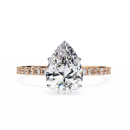 1.77 Carat Pear Cut Lab Grown Diamond Halo Ring – Hidden Halo Engagement Ring– Lustraa’s Pear Diamond