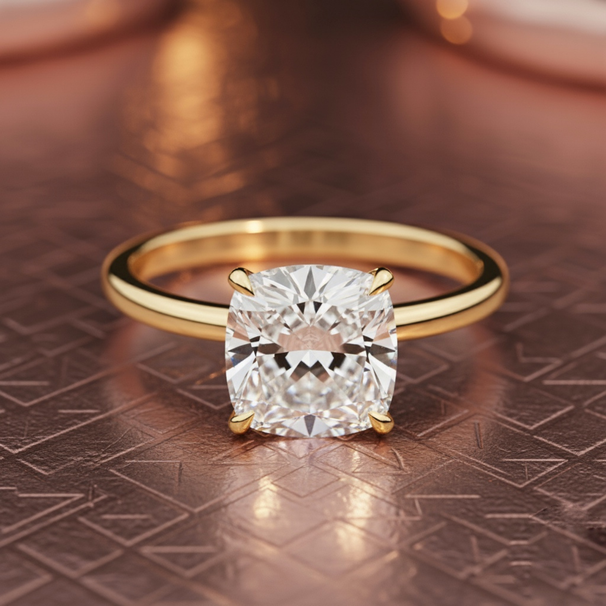 Cushion Cut Lab Grown Diamond Solitaire Engagement Ring –  Classic Cushion Diamond Ring in Elegant Band – Lustraa’s Solitaire Ring