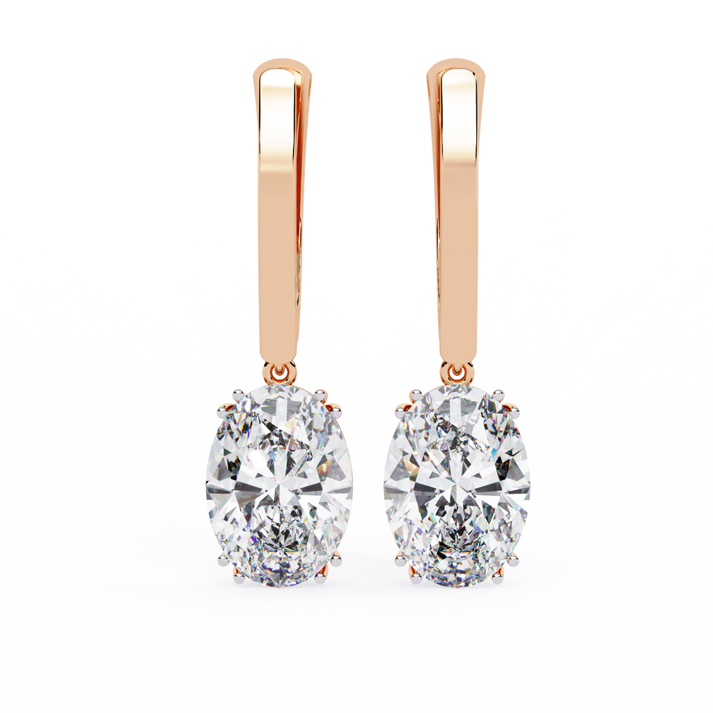 Oval Cut Diamond Drop Earrings – Lab Grown 1.62 Carat Studded Leverback Design –  Lustraa’s Diamond Earrings