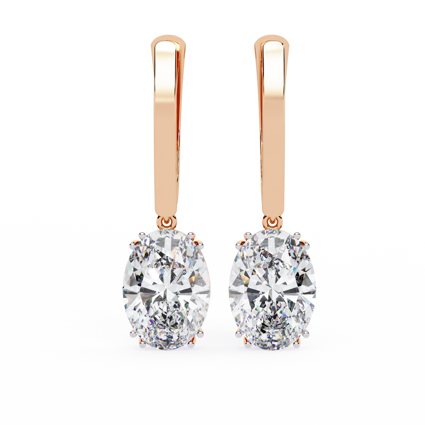 1.62 Carat Lab Grown Diamond Earrings – Oval Cut Drop Earrings – Diamond Studded Leverback Design- Lustraa’s Diamond Earrings