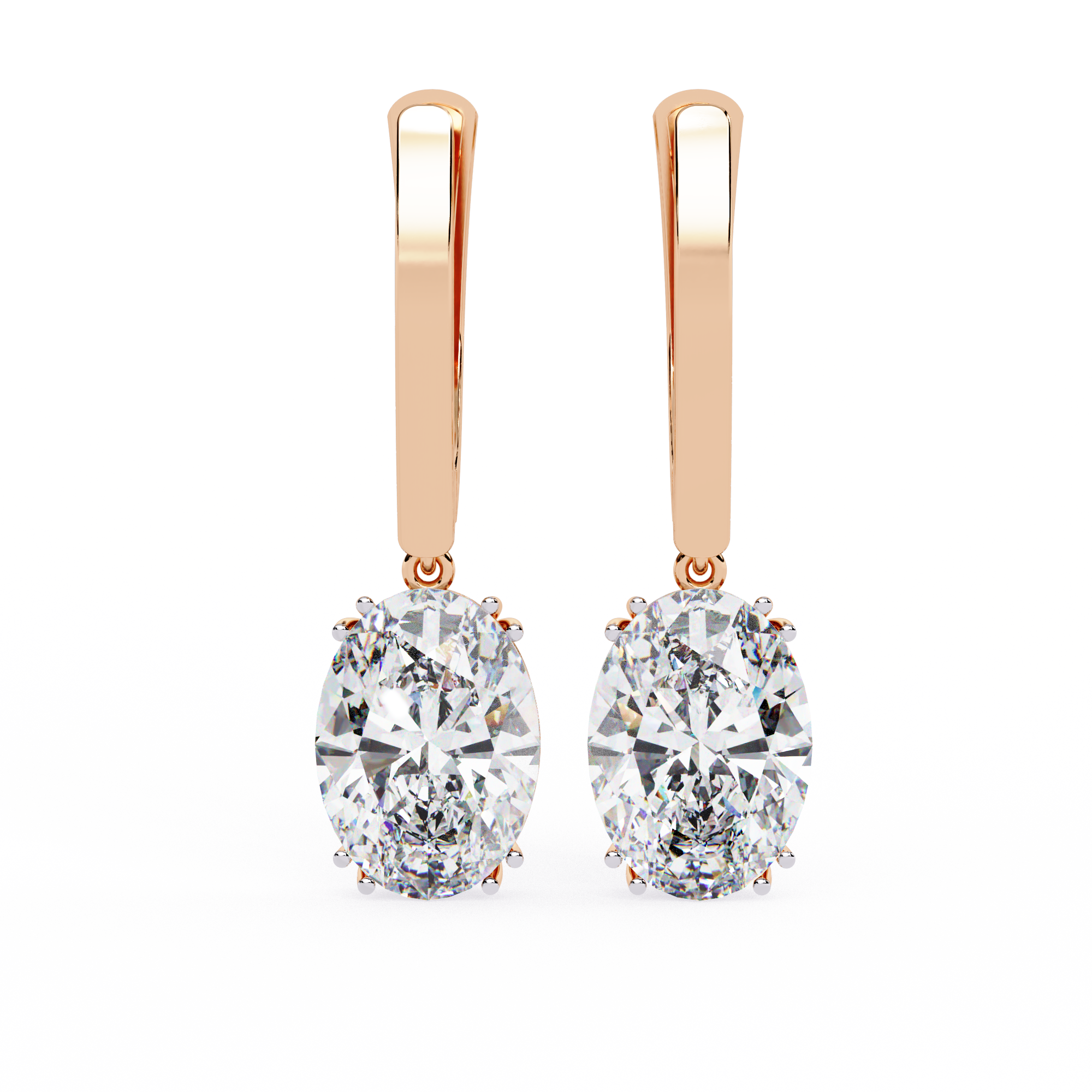 Oval Cut Diamond Drop Earrings – Lab Grown 1.62 Carat Studded Leverback Design –  Lustraa’s Diamond Earrings