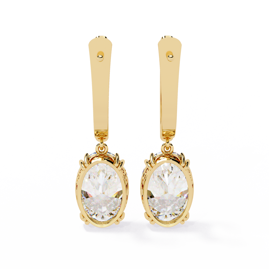 Oval Cut Diamond Drop Earrings – Lab Grown 1.62 Carat Studded Leverback Design –  Lustraa’s Diamond Earrings