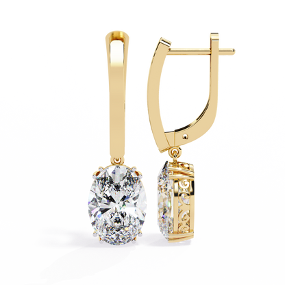 1.62 Carat Lab Grown Diamond Earrings – Oval Cut Drop Earrings – Diamond Studded Leverback Design- Lustraa’s Diamond Earrings
