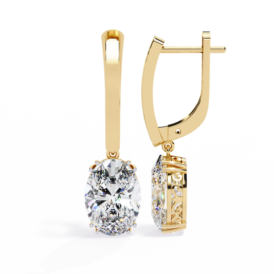 1.62 Carat Lab Grown Diamond Earrings – Oval Cut Drop Earrings – Diamond Studded Leverback Design- Lustraa’s Diamond Earrings